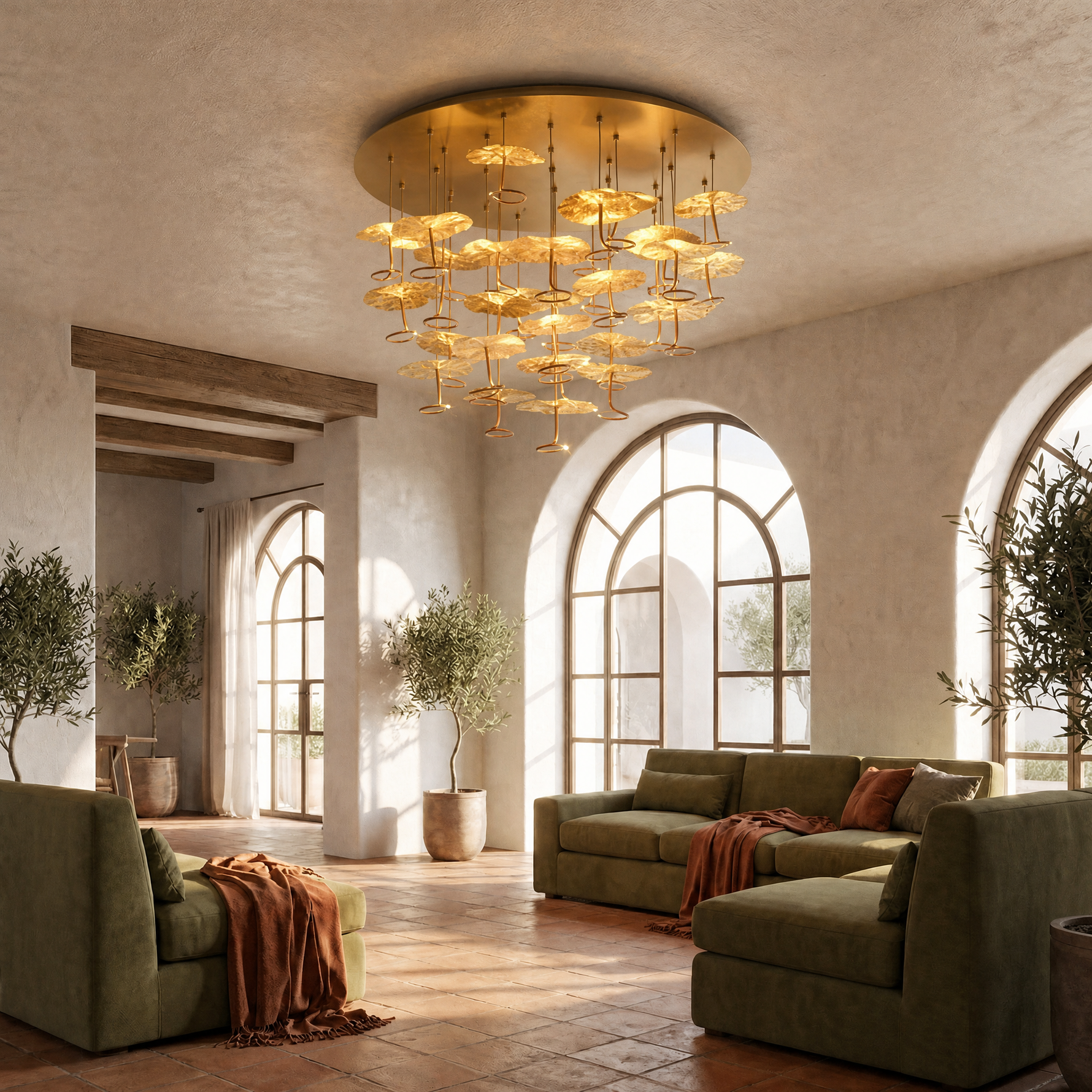 Yiosi Series Grand Copper Ceiling Lamp Style A