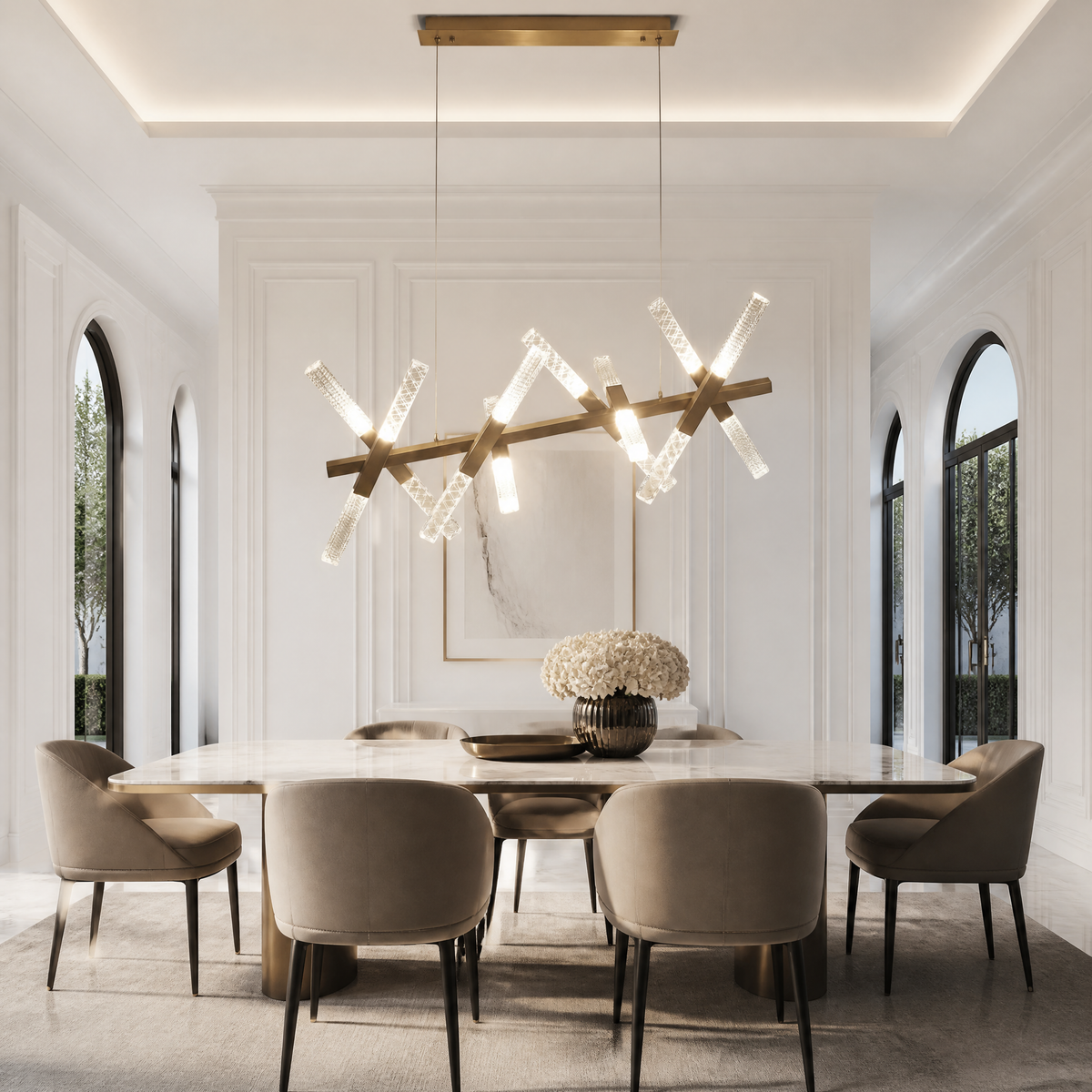 Yiosi Series Linear Glass Chandelier 39" Style A