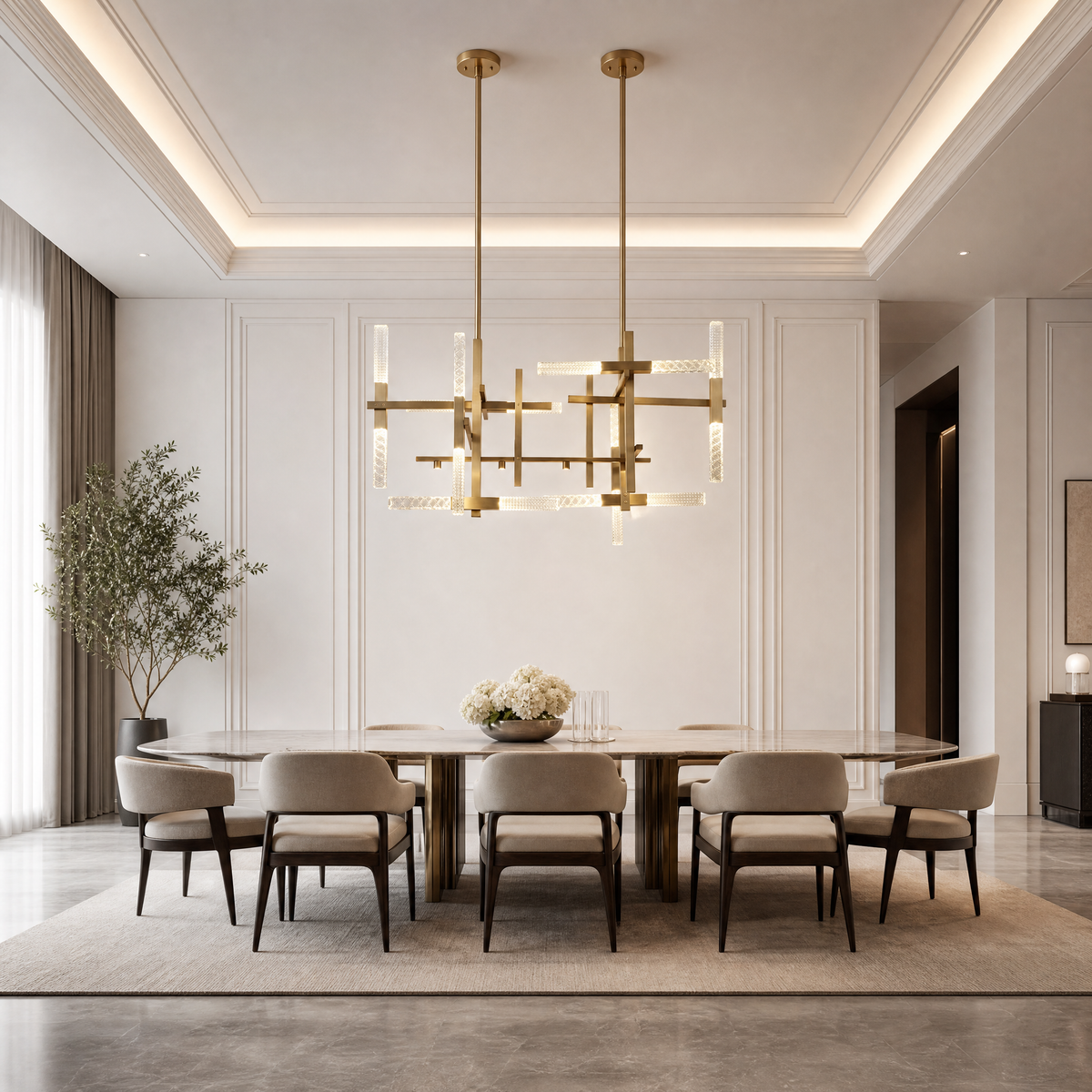 Yiosi Series Linear Glass Chandelier 39" Style A
