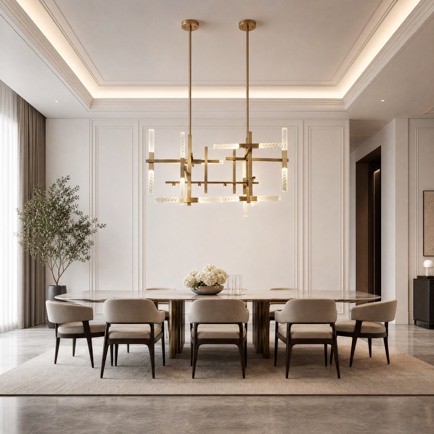 Yiosi Series Linear Glass Chandelier 39" Style A