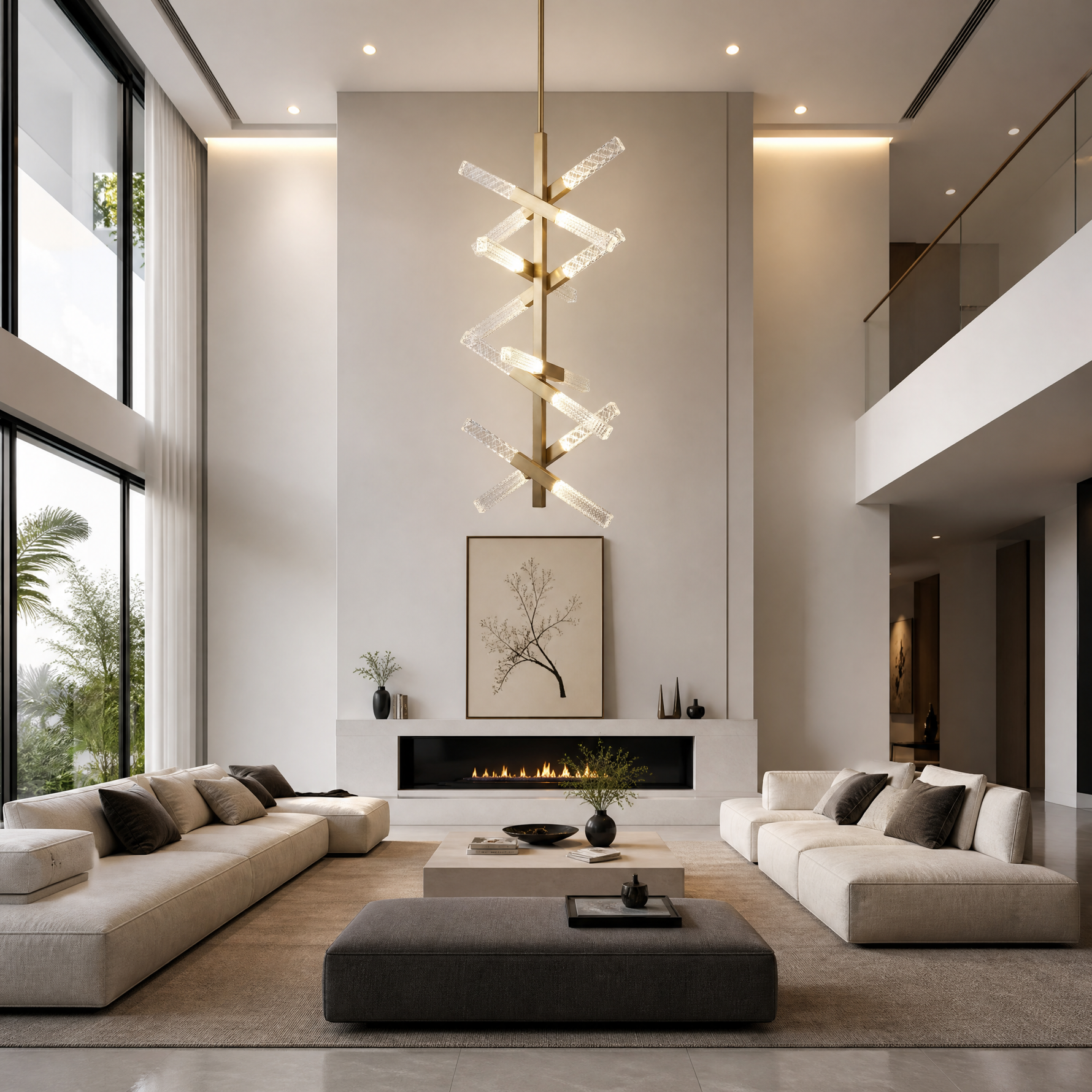 Yiosi Series Linear Glass Chandelier 39" Style A