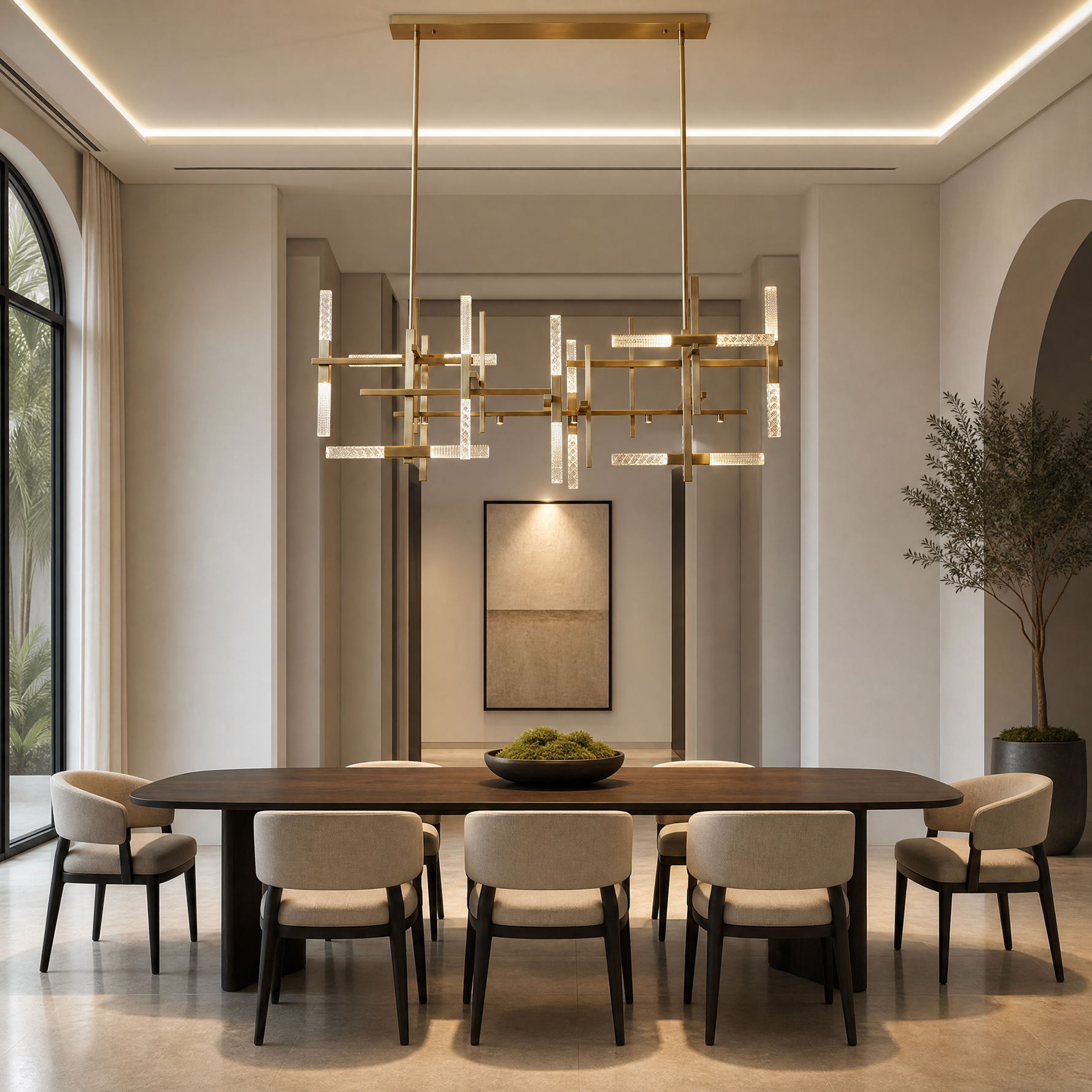 Yiosi Series Linear Glass Chandelier 39" Style A