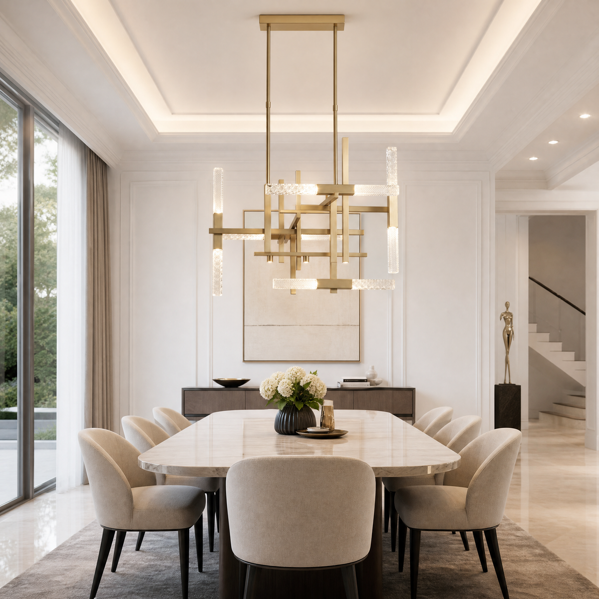 Yiosi Series Linear Glass Chandelier 39" Style A