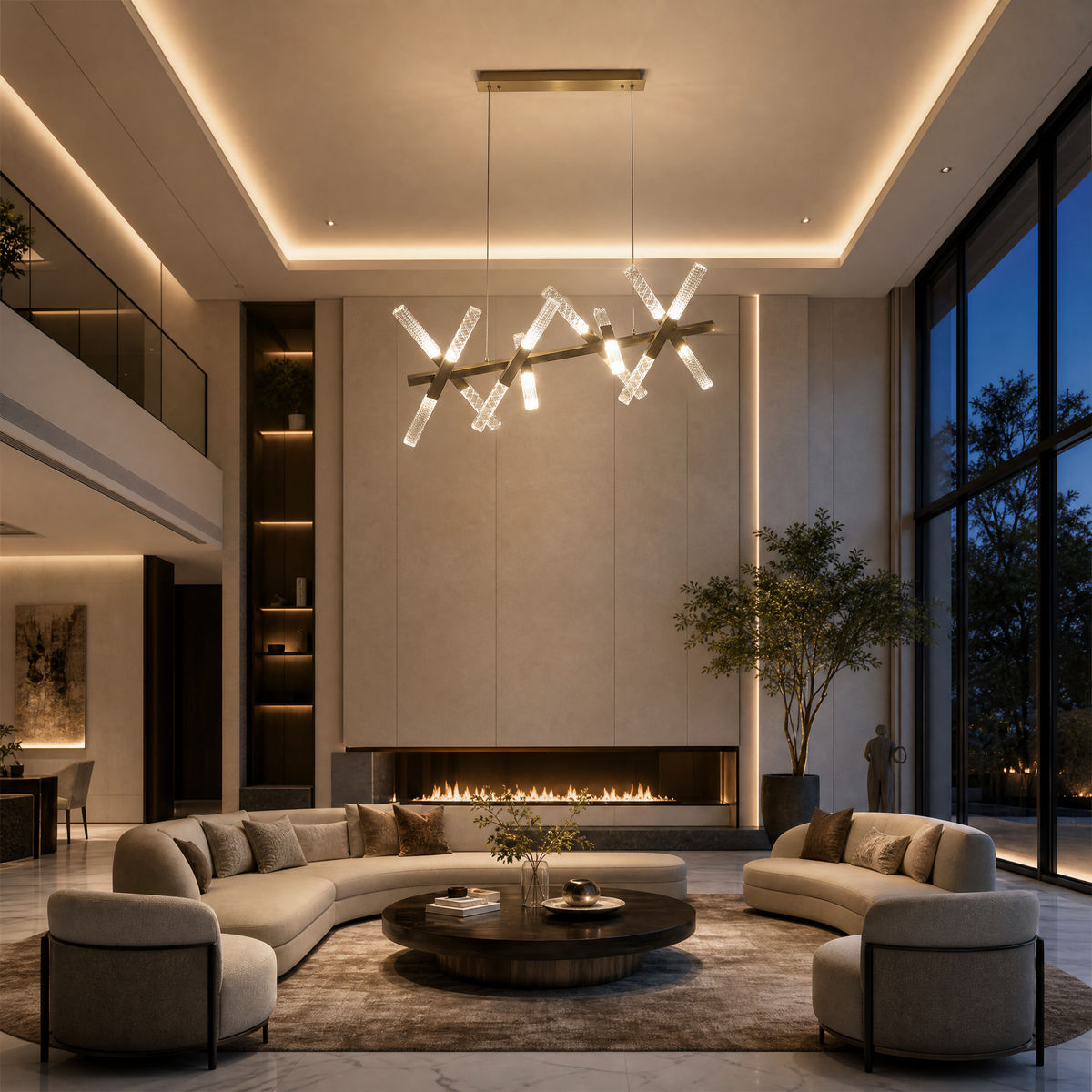 Yiosi Series Linear Glass Chandelier 39" Style A