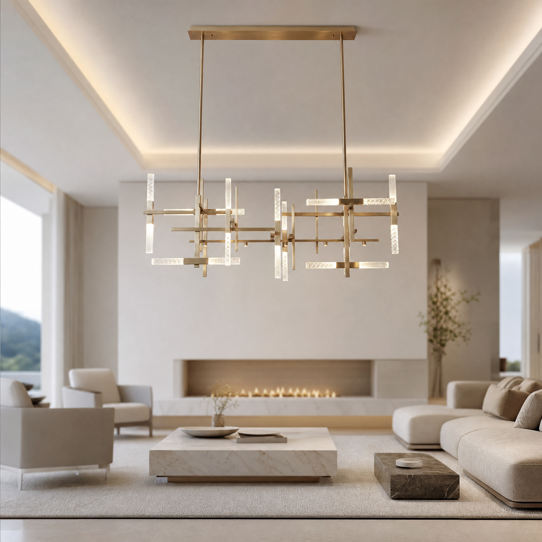 Yiosi Series Linear Glass Chandelier 39" Style A