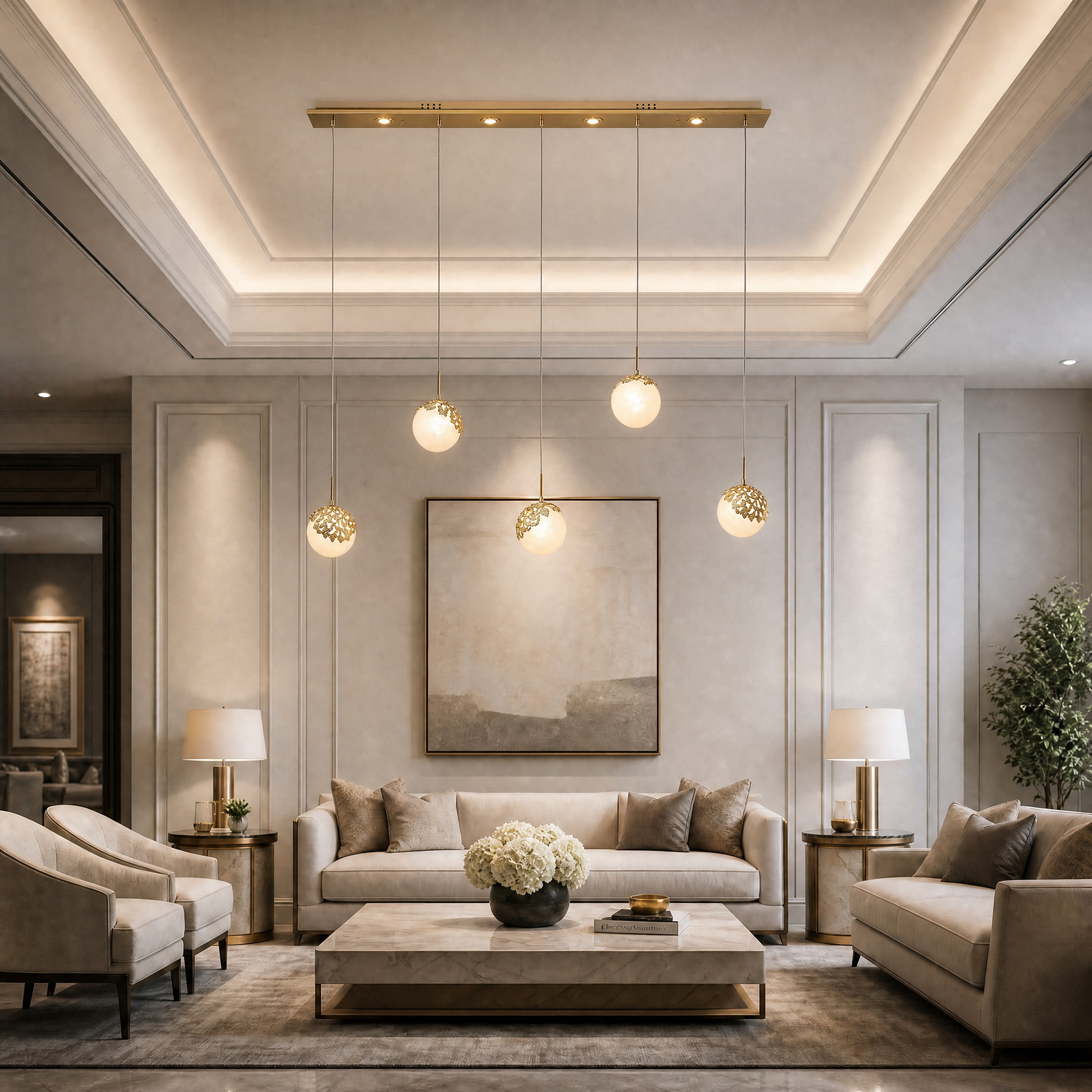 Yiosi Series Linear Glass Chandelier 47" Style A