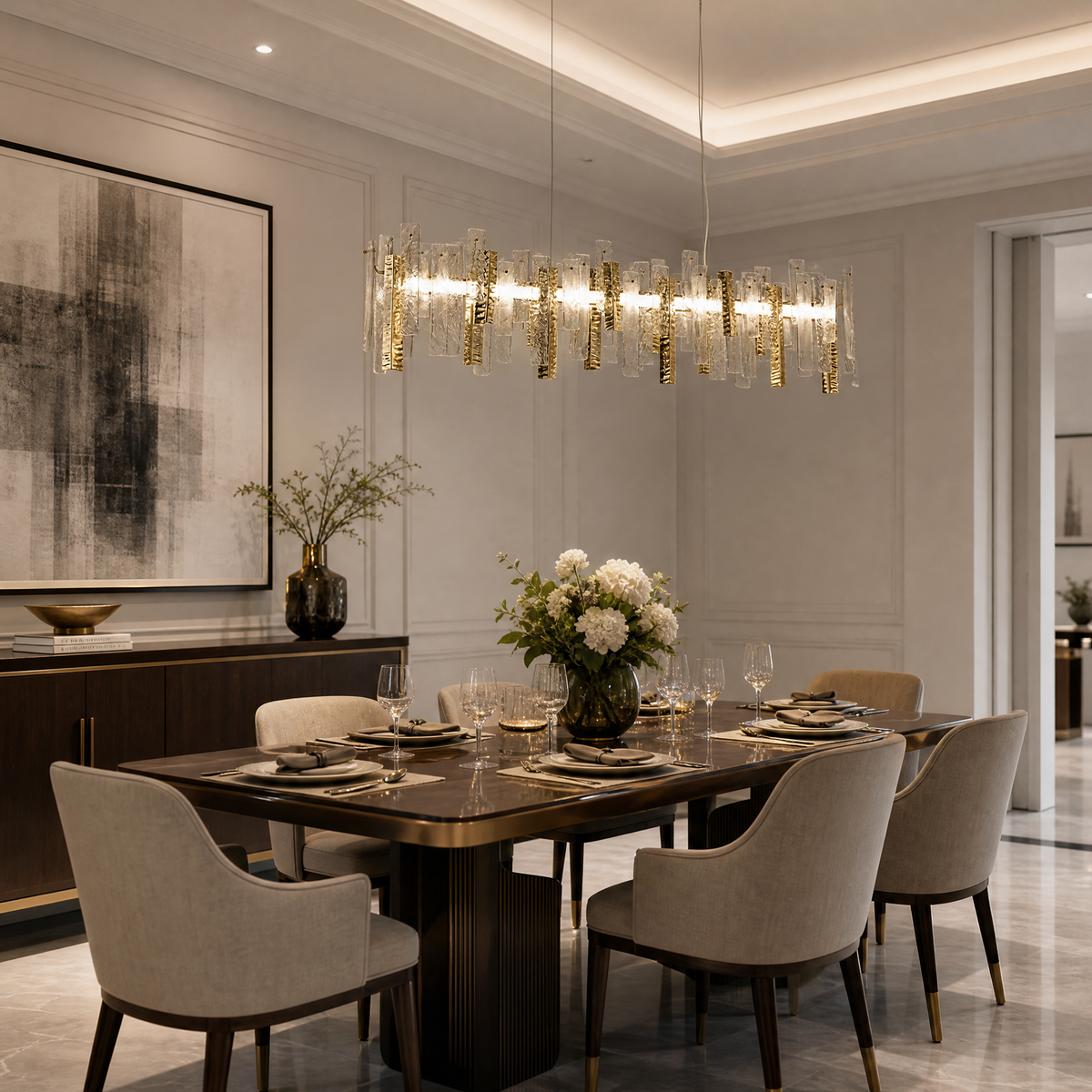 Yiosi Series Linear Glass Chandelier 59"
