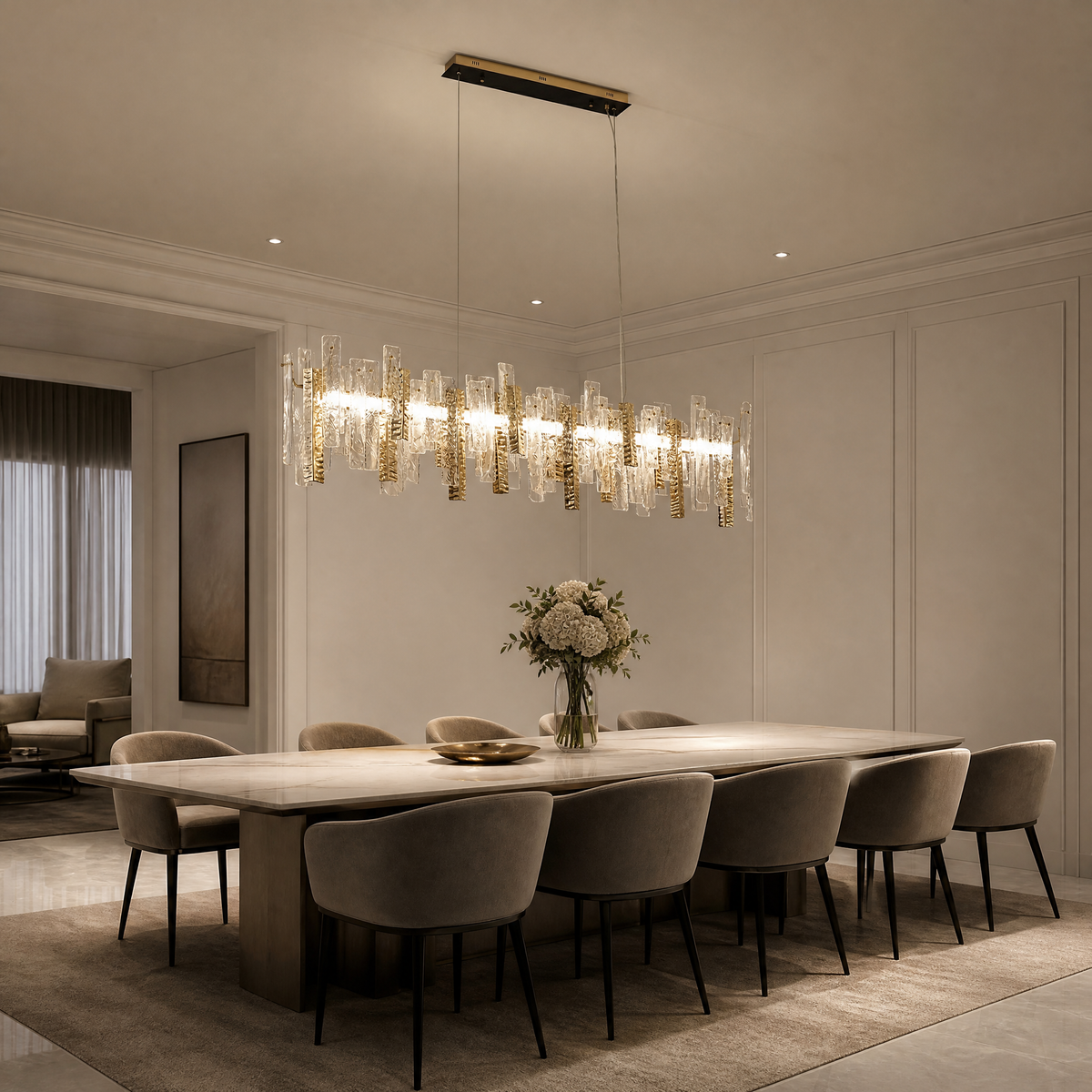 Yiosi Series Linear Glass Chandelier 59"