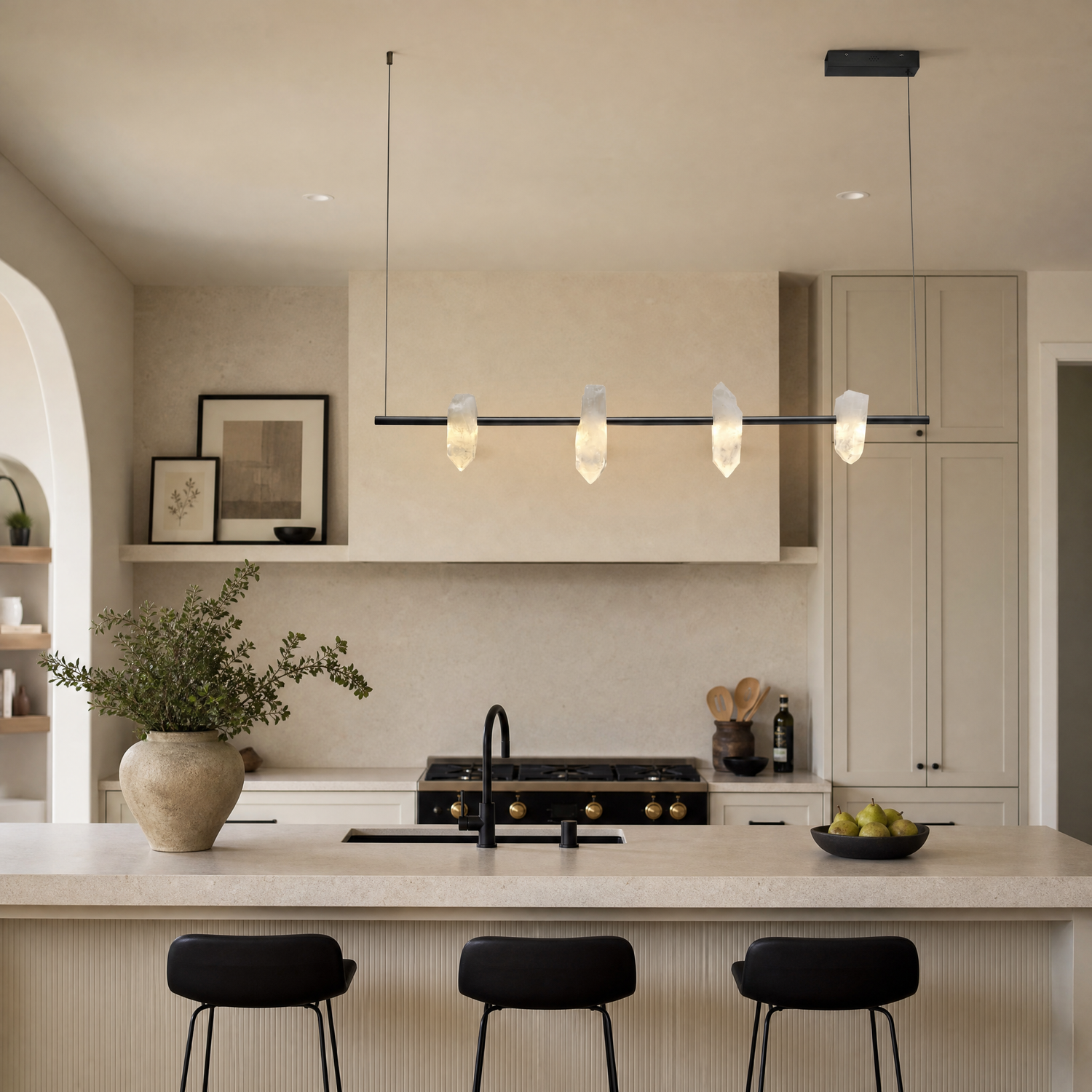 Yiosi Sloane Rock Crystal Linear Pendant Light 47"L