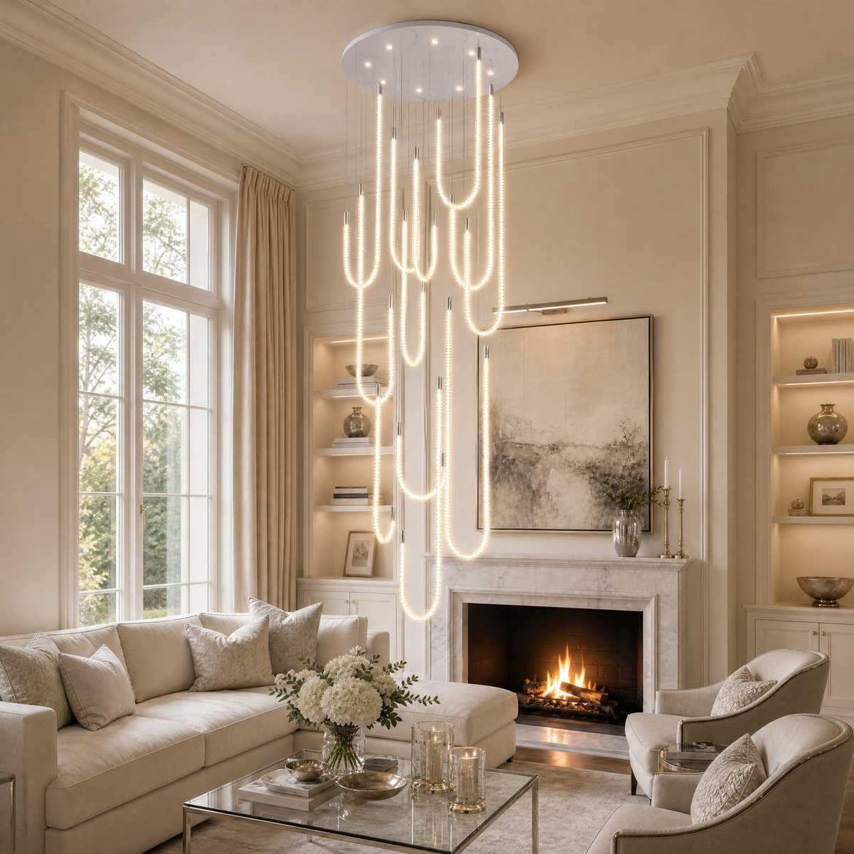Yiosi Star Shine Cascading Glass Chandelier 39"