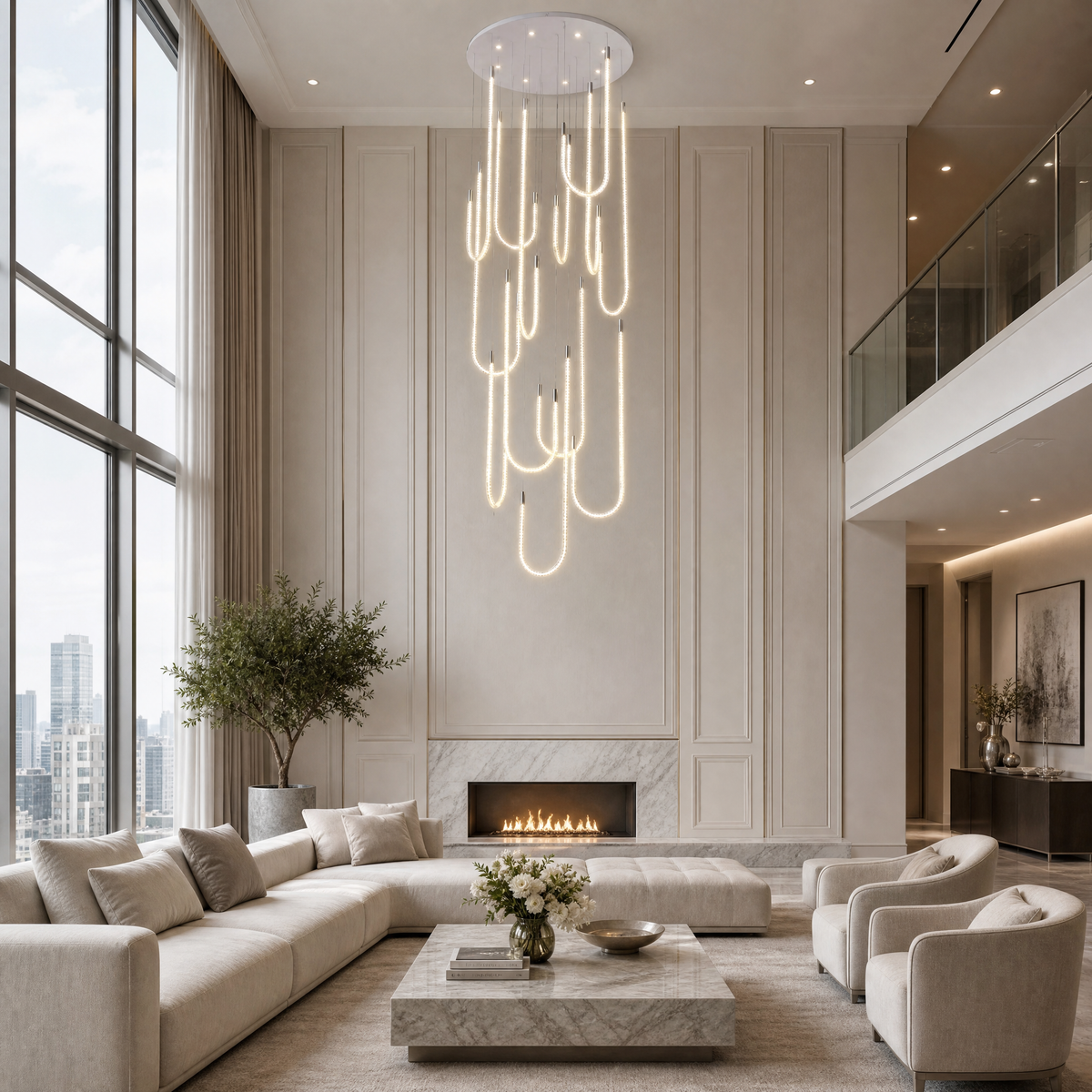 Yiosi Star Shine Cascading Glass Chandelier 39"
