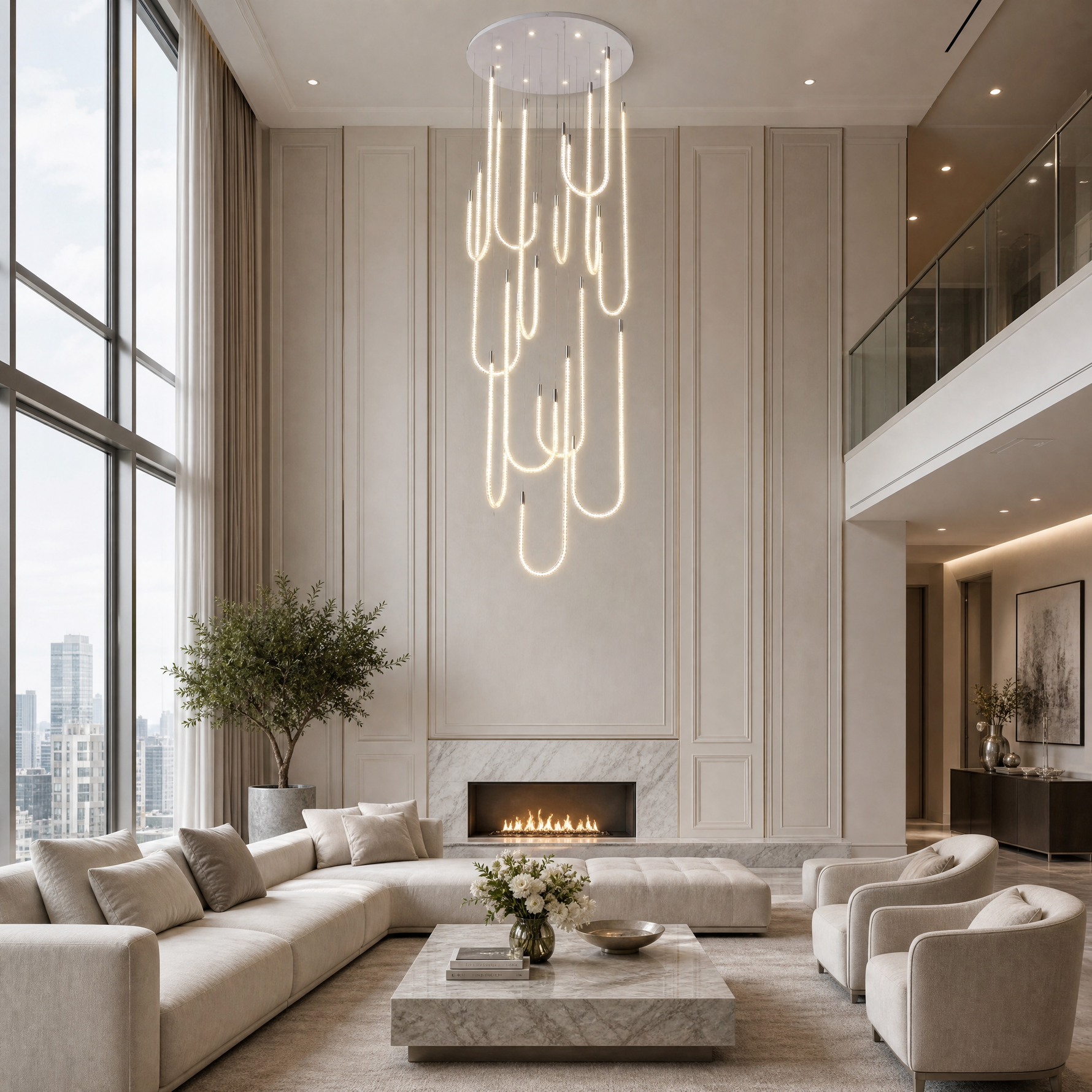 Yiosi Star Shine Cascading Glass Chandelier 39"