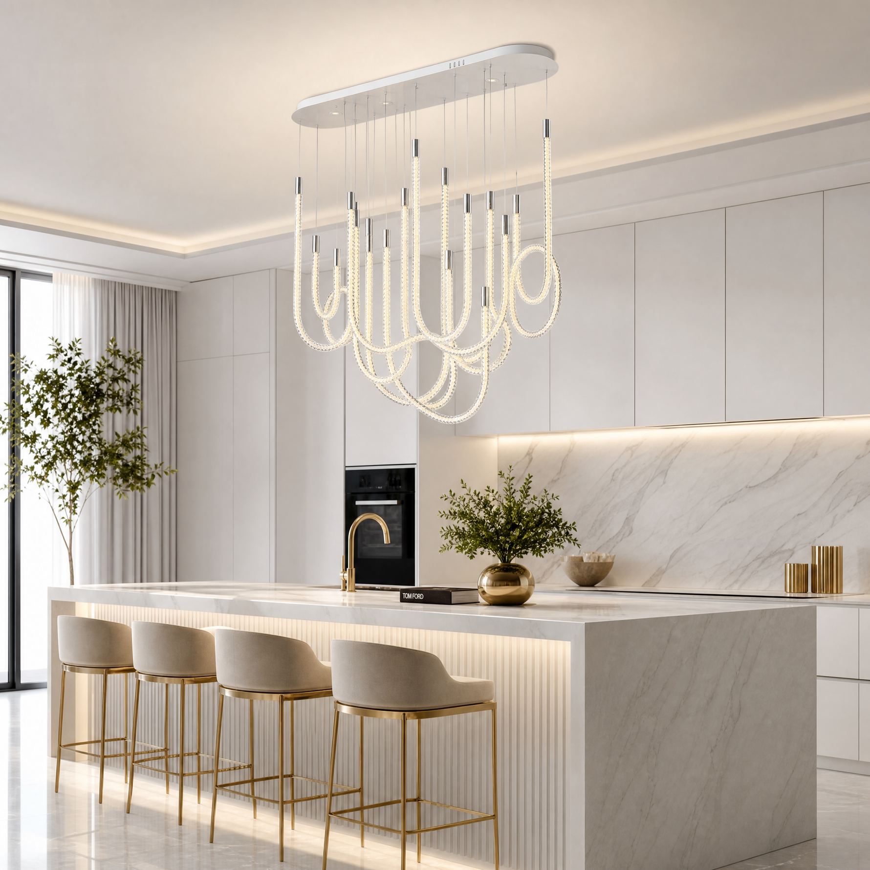 Yiosi Star Shine Cluster Glass Chandelier 47"