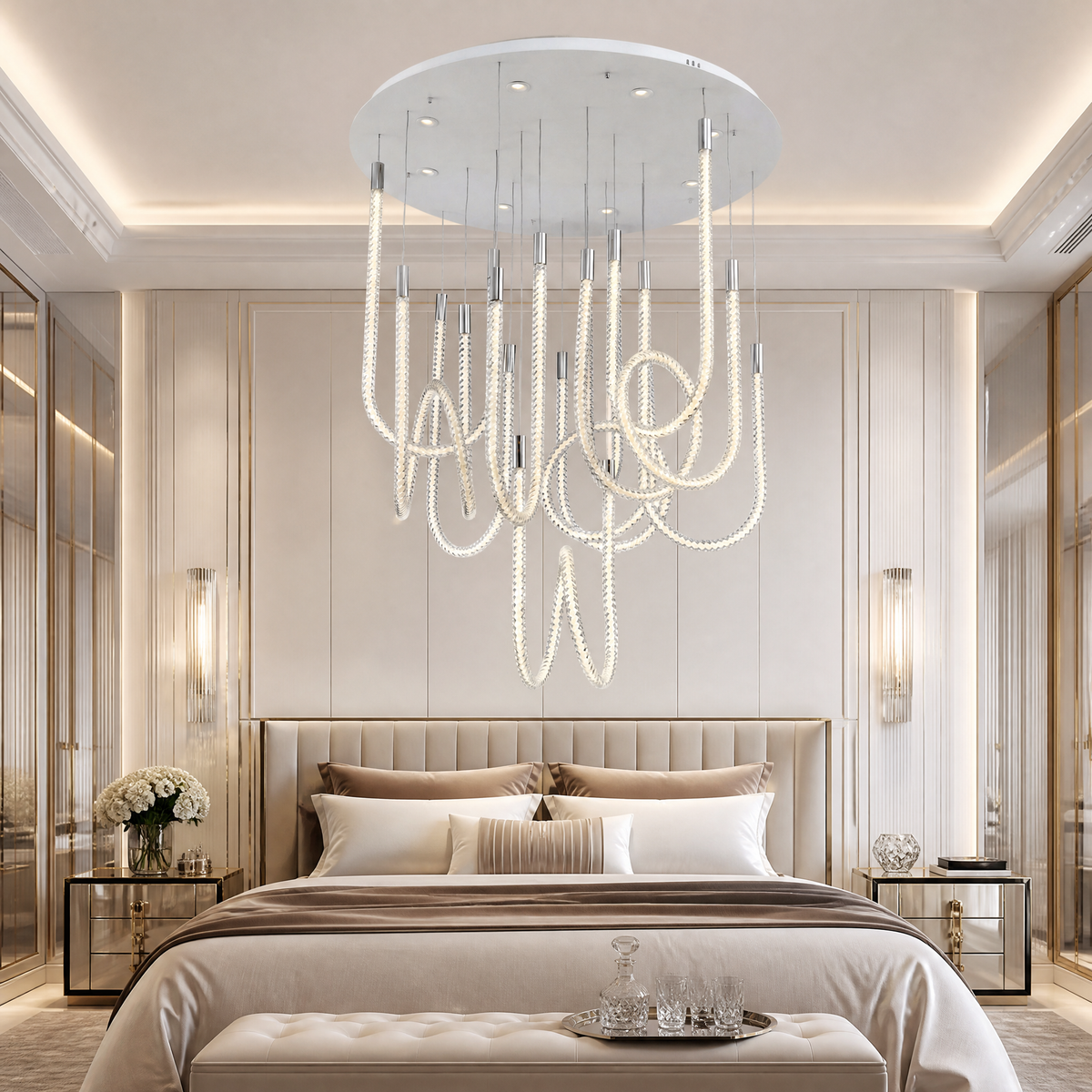 Yiosi Star Shine Glass Chandelier 39"