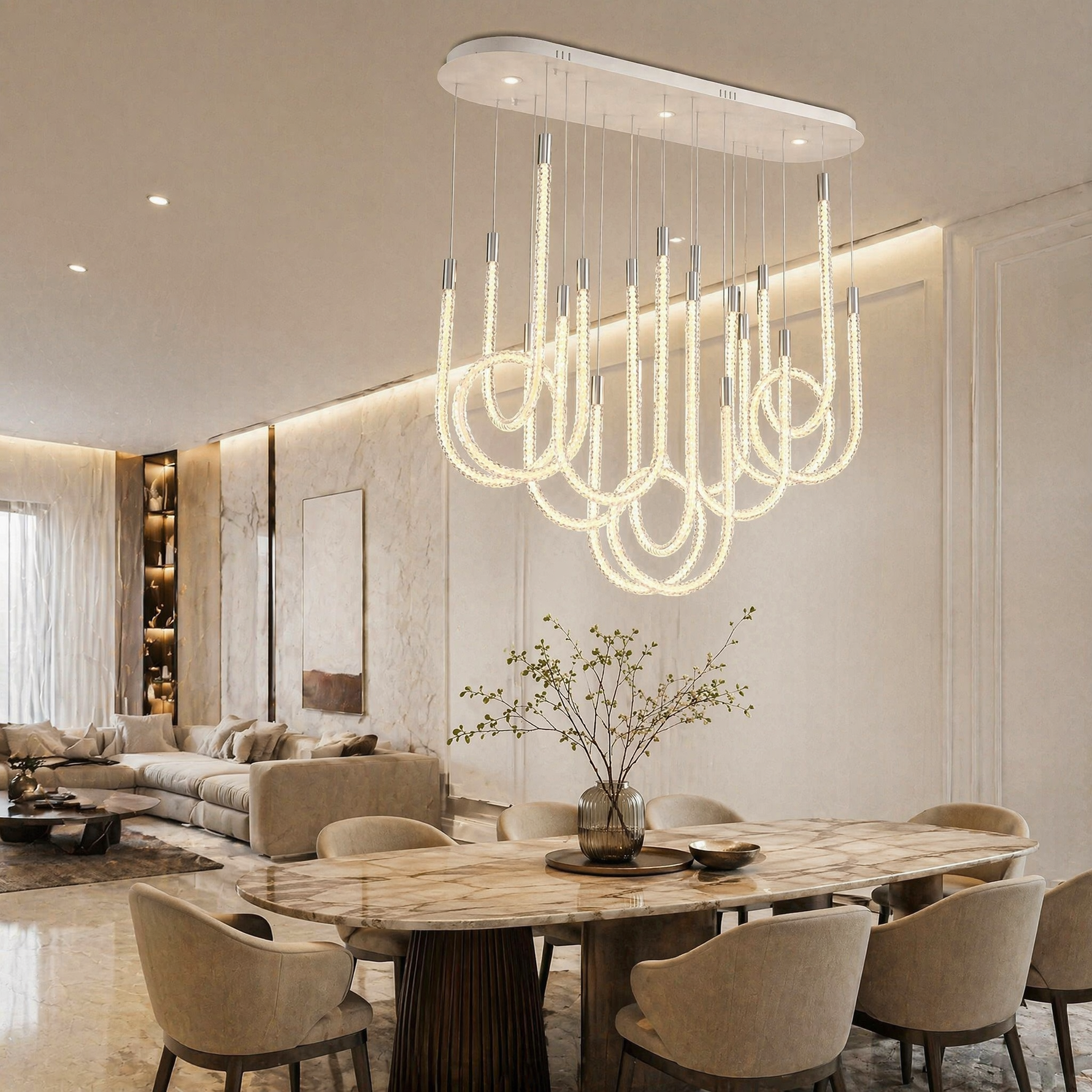 Yiosi Star Shine Glass Chandelier 47"
