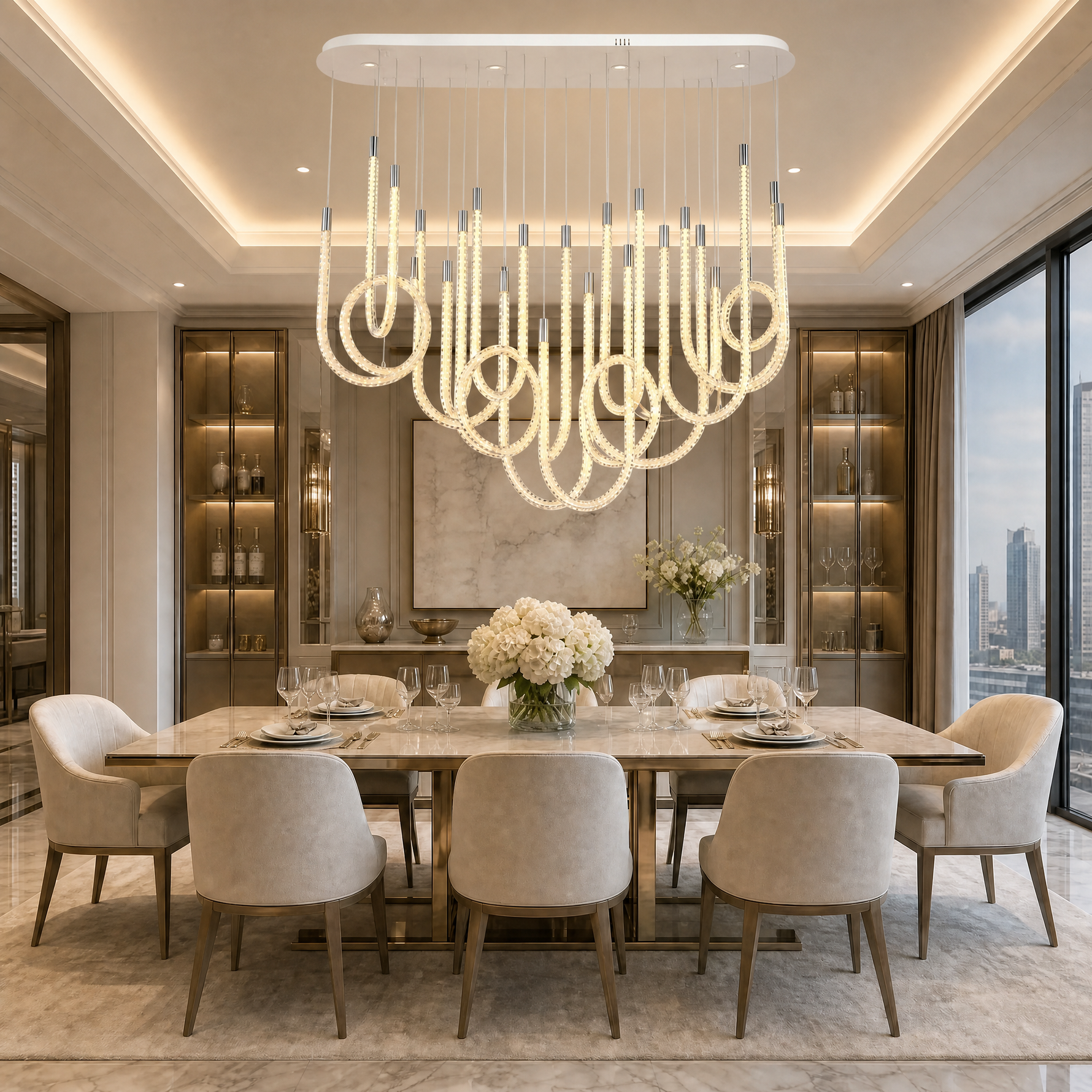 Yiosi Star Shine Glass Chandelier 63"