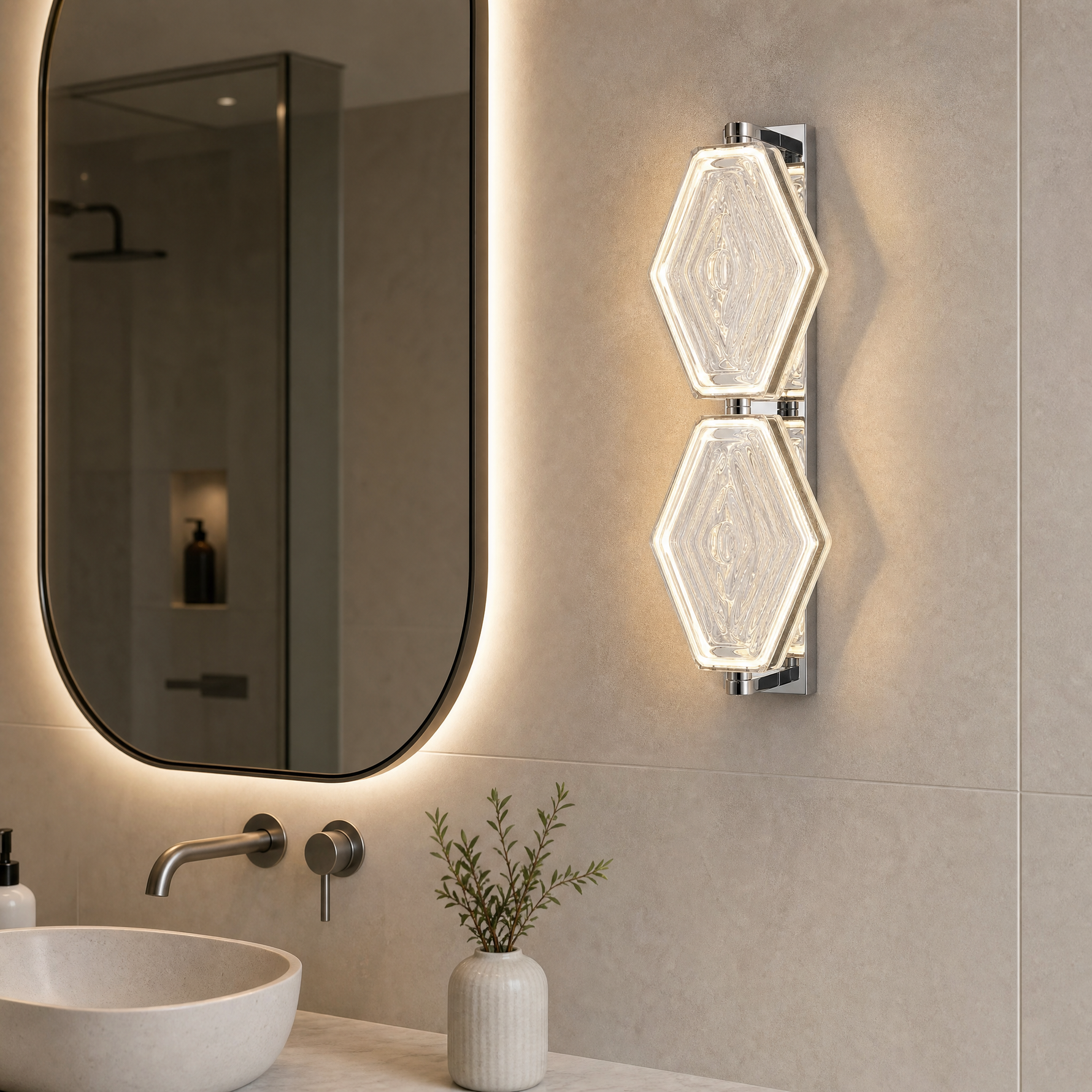 Yiosi Starlink Double Clear Glass Wall Sconce