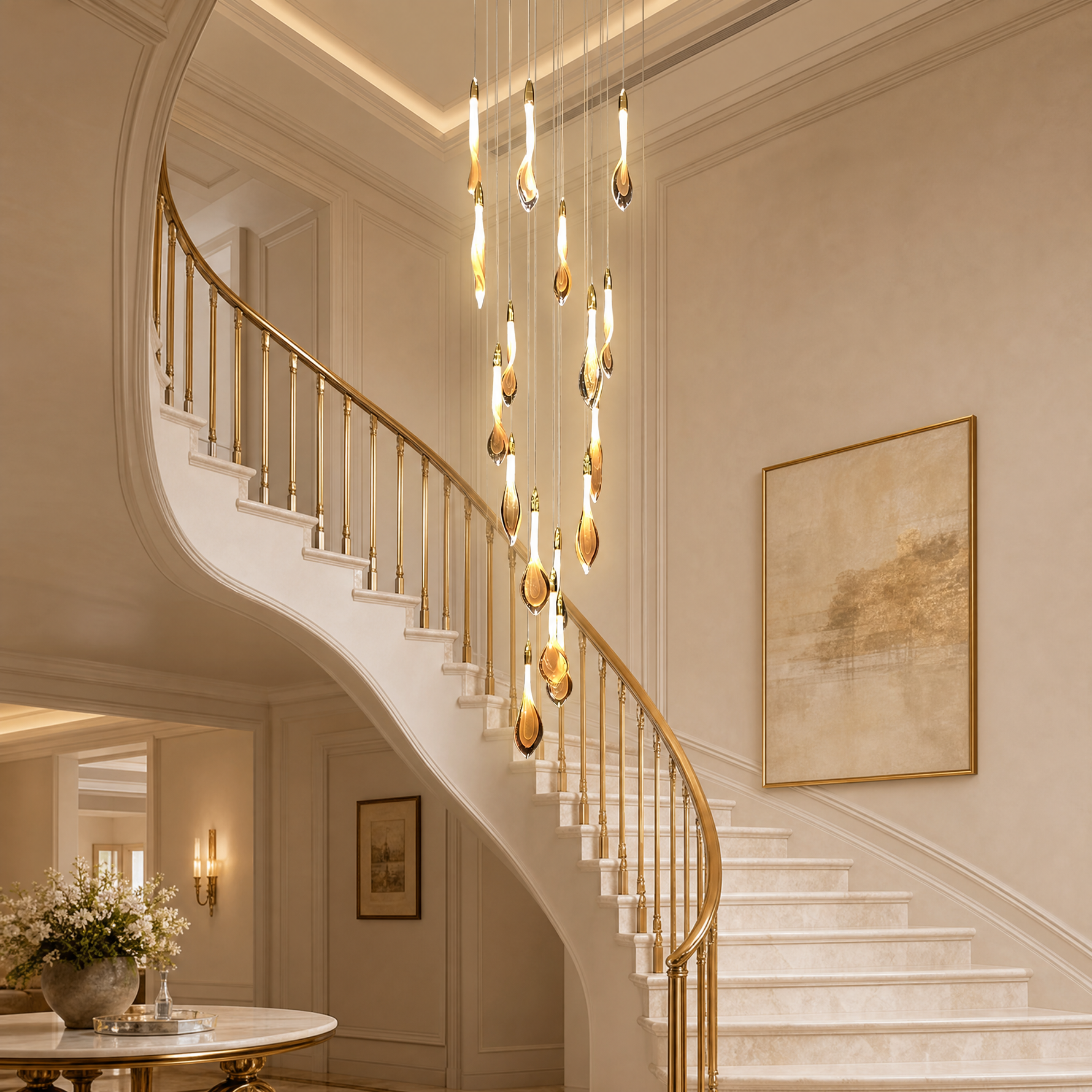 Yiosi Sunset Linear Cluster Glass Chandelier