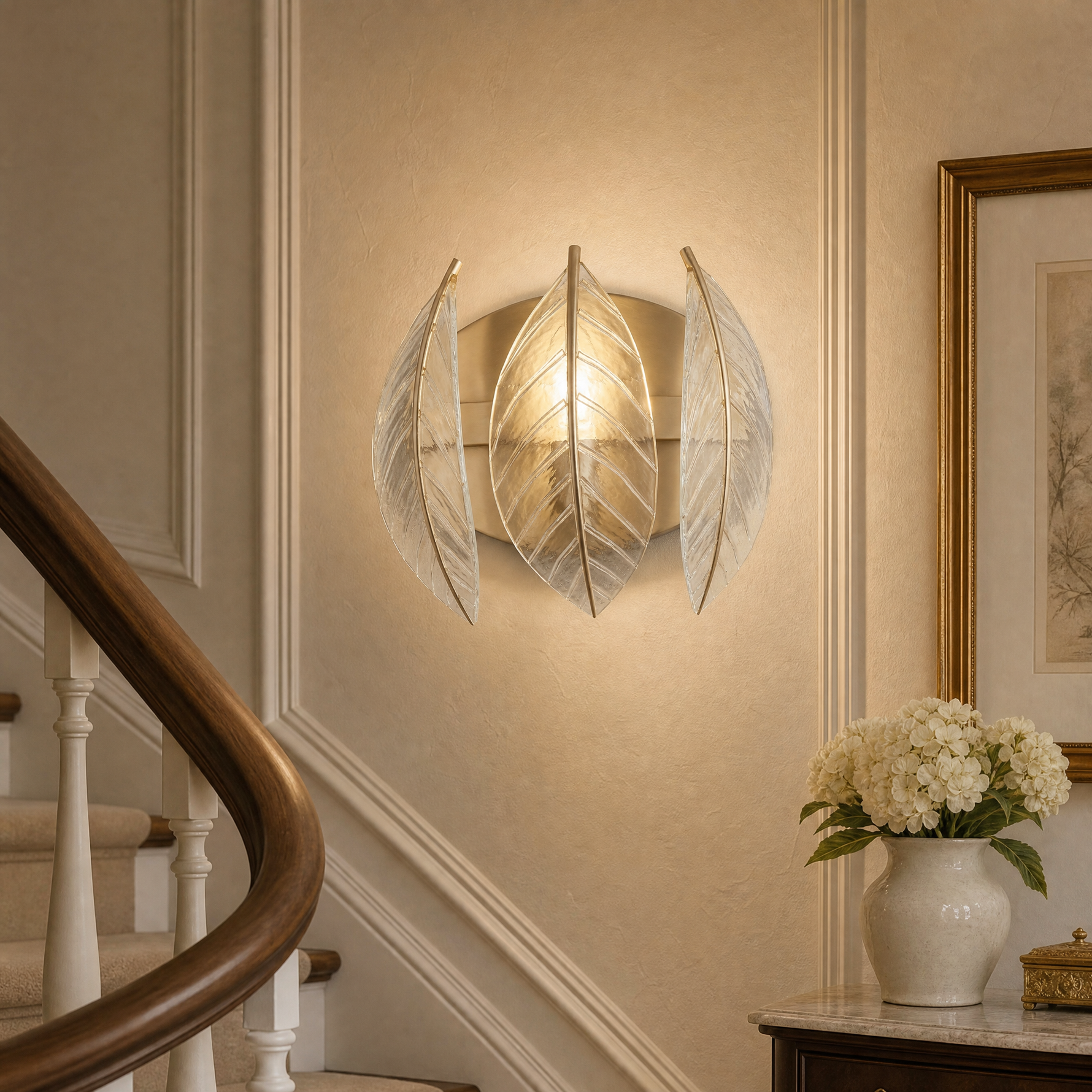 Yiosi White Birch Triple Glass Wall Sconce