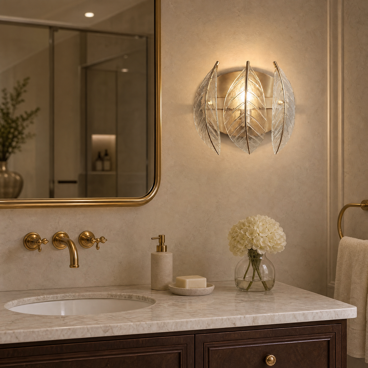 Yiosi White Birch Triple Glass Wall Sconce