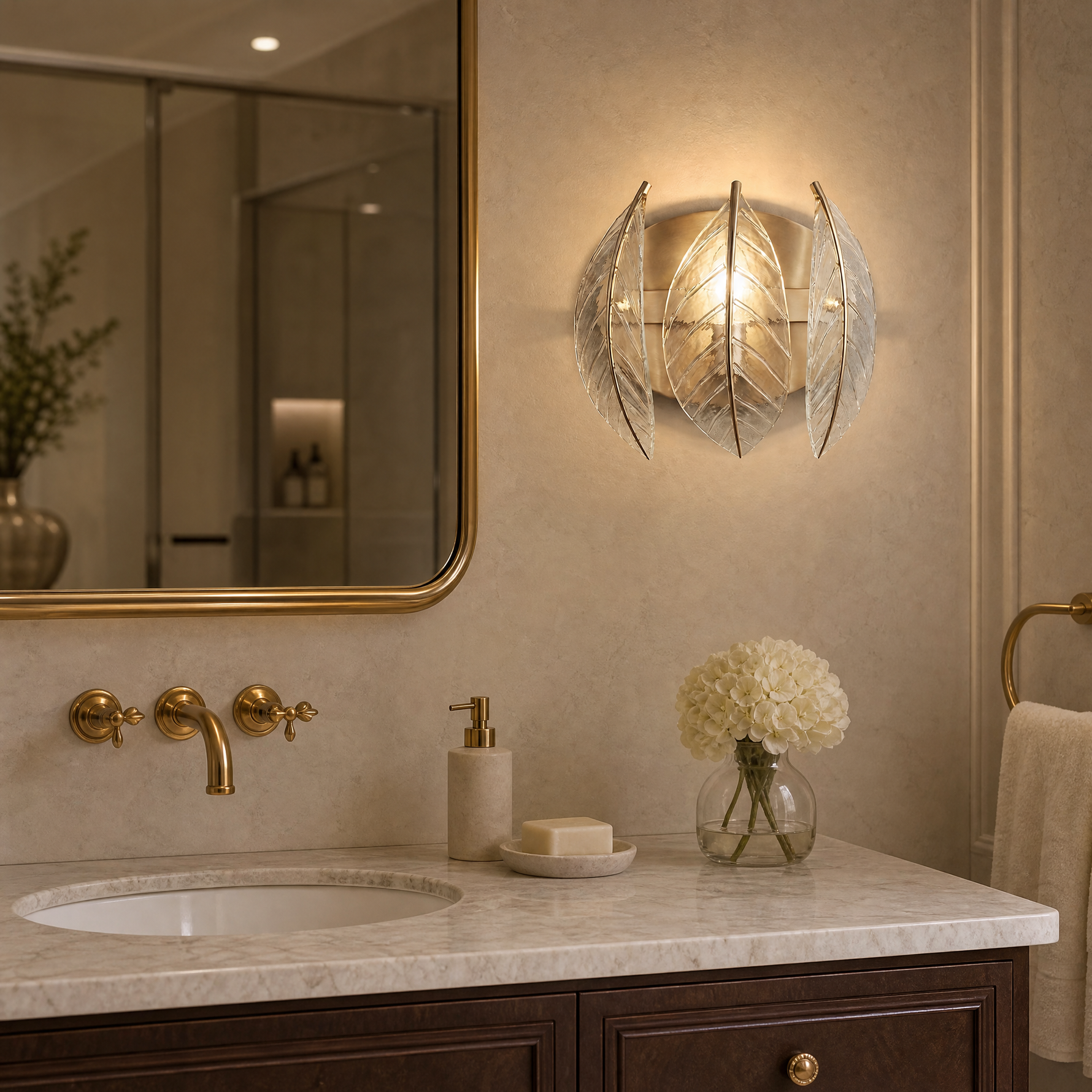 Yiosi White Birch Triple Glass Wall Sconce