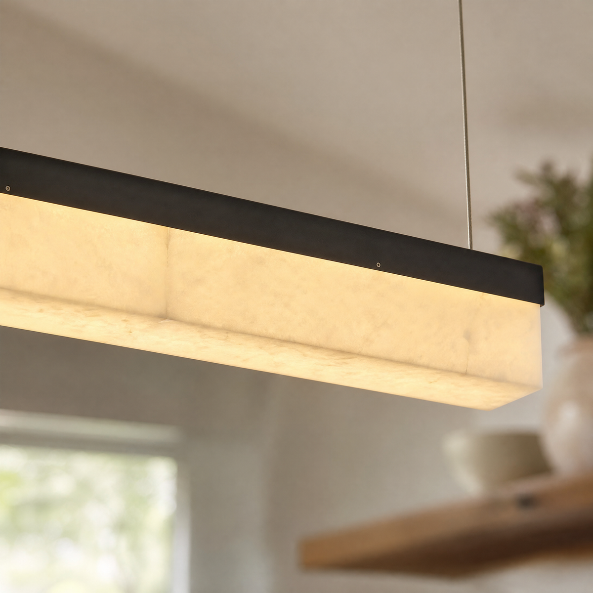 Yizi Cloud Stone Pendant Light 1500 - Matte Black