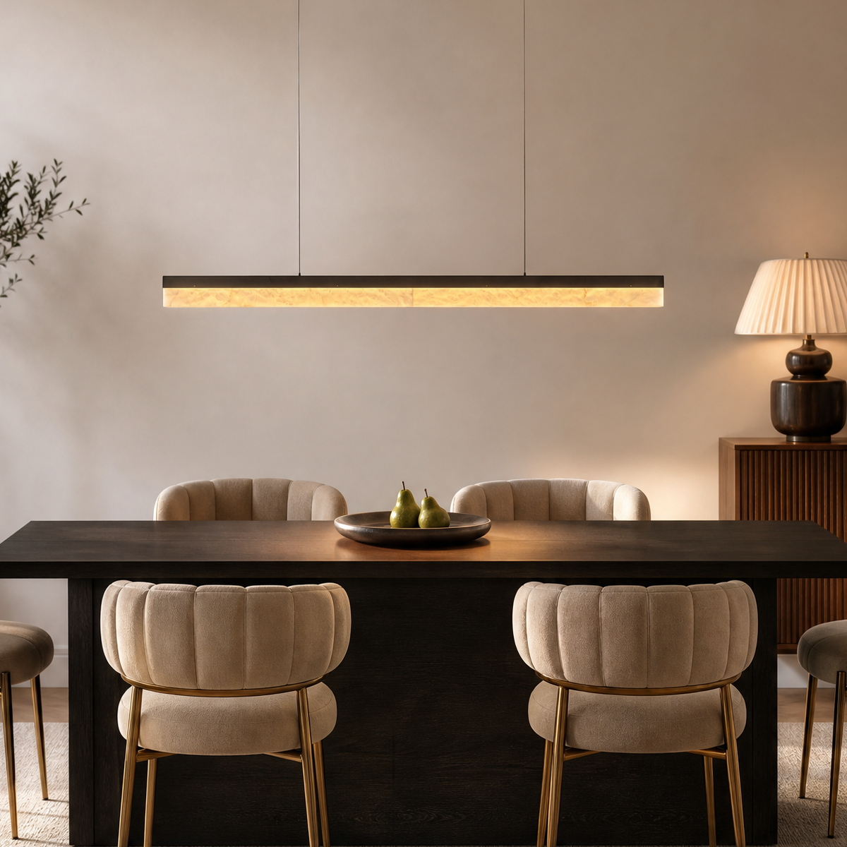 Yizi Cloud Stone Pendant Light 1500 - Matte Black