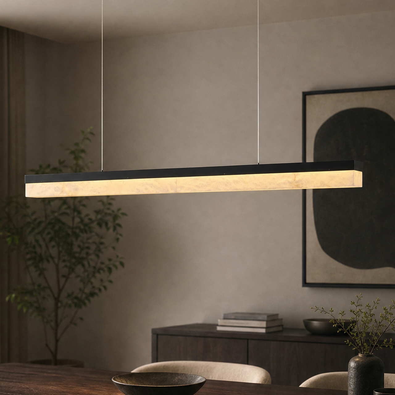 Yizi Cloud Stone Pendant Light 1500 - Matte Black