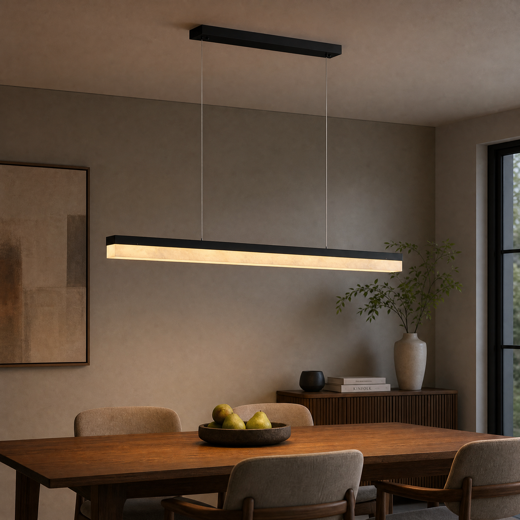 Yizi Cloud Stone Pendant Light 1500 - Matte Black