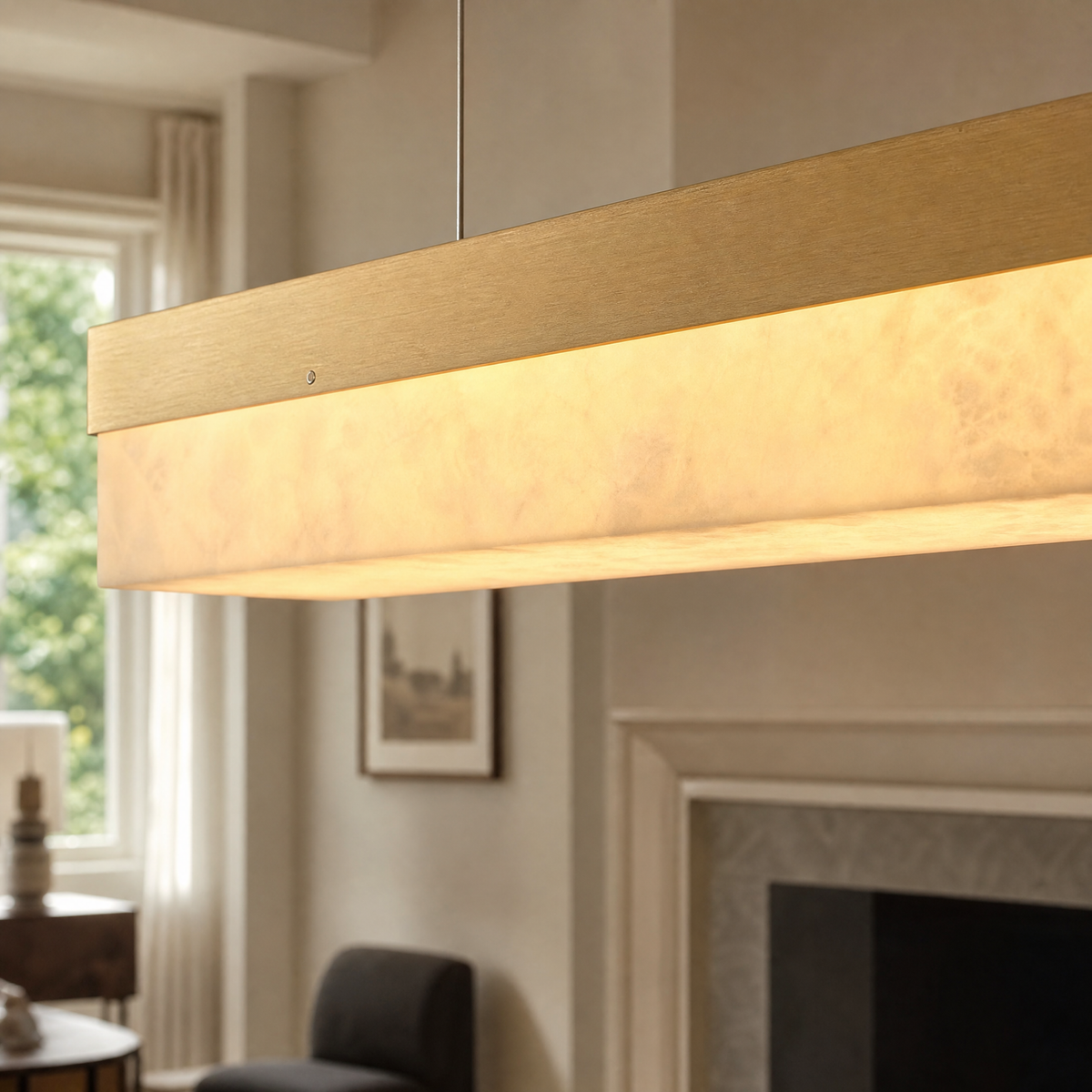 Yizi Marble Pendant Light for Dining Room 1800 - Copper Color
