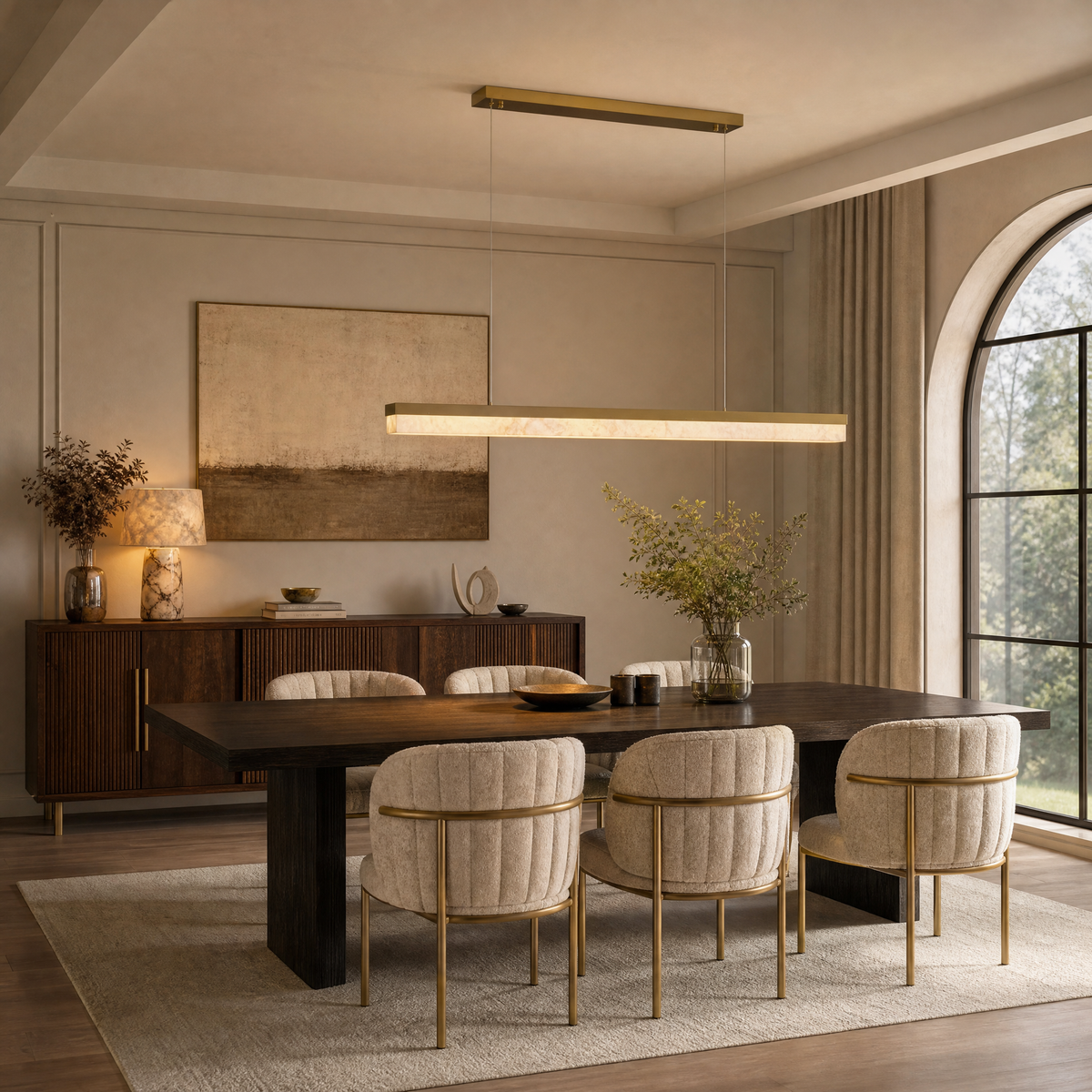 Yizi Marble Pendant Light for Dining Room 1800 - Copper Color