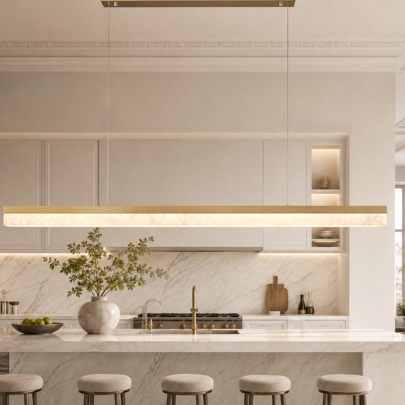 Yizi Marble Pendant Light for Dining Room 1800 - Copper Color