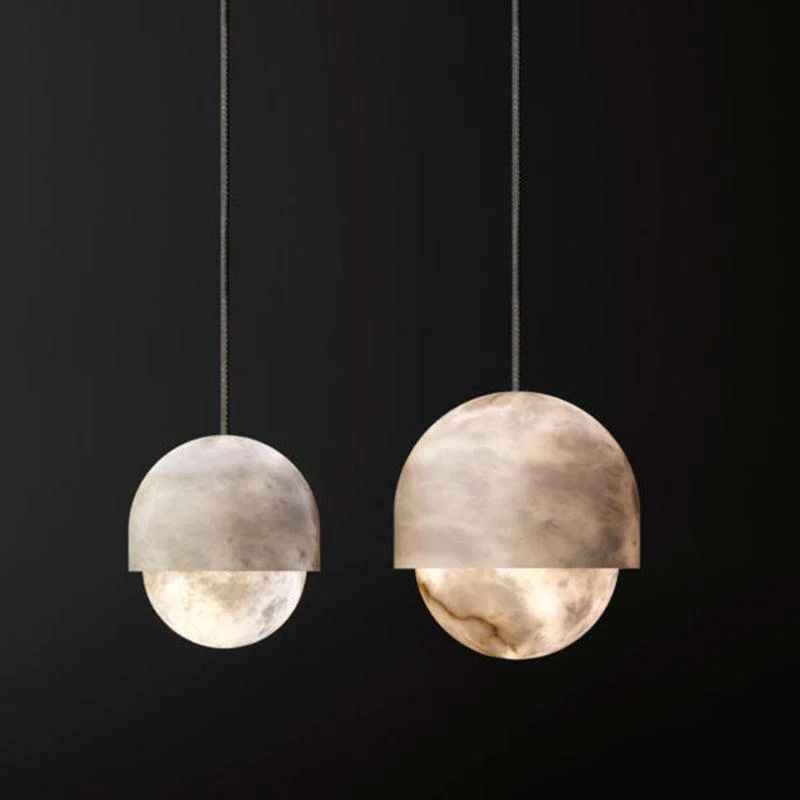 Modern Alabaster Yoko Pendant Light, Upscale Alabaster Pendant Lamp For Living Room