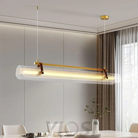 Acrylic Linear Type Chandelier, Dining table pendant light, Kitchen Island Lamp - Bar-1-Yiosilamp