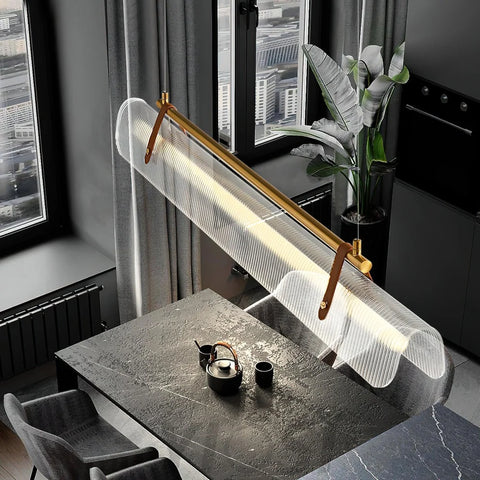 Acrylic Linear Type Chandelier, Dining table pendant light, Kitchen Island Lamp - Bar-1-Yiosilamp