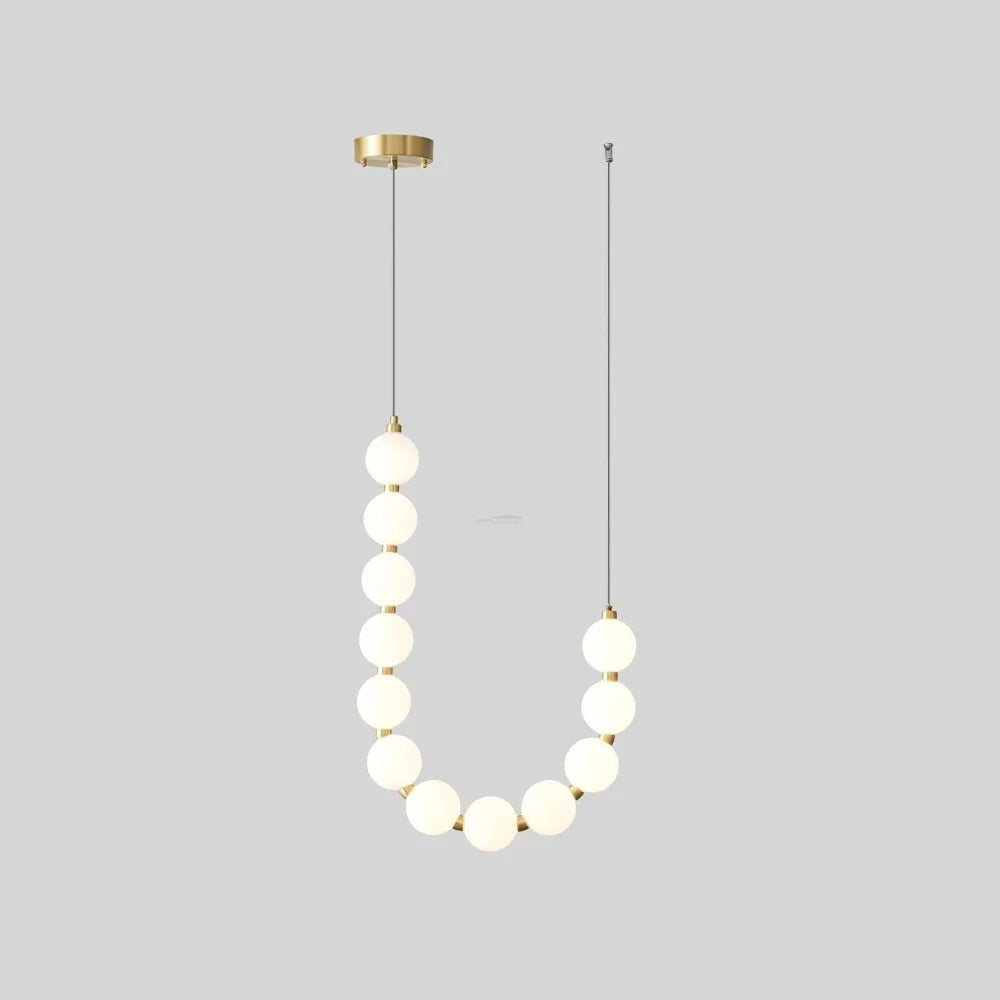 Acrylic Pearl Necklace Style Chandelier - Brass & White, Cluster-1-Yiosilamp