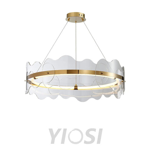 Acrylic Wave Round Chandelier - ring-1-Yiosilamp