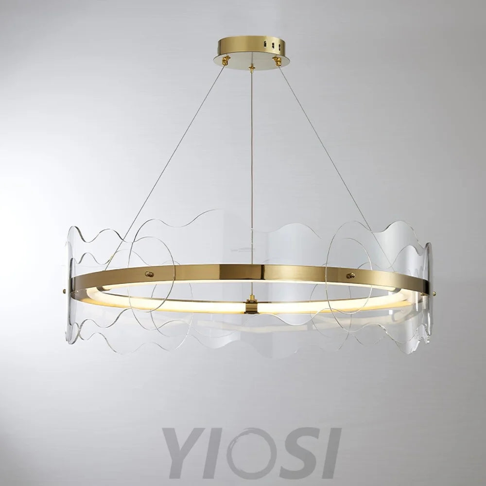 Acrylic Wave Round Chandelier - ring-1-Yiosilamp