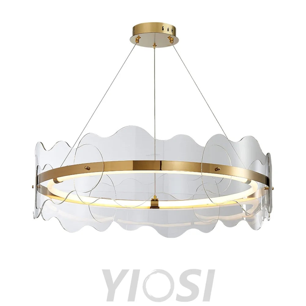 Acrylic Wave Round Chandelier - ring-1-Yiosilamp