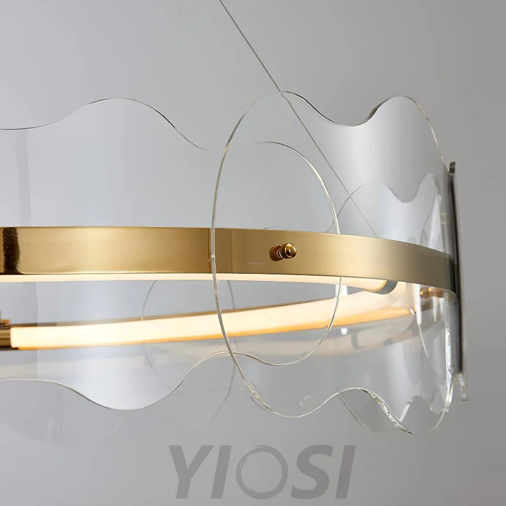 Acrylic Wave Round Chandelier - ring-1-Yiosilamp