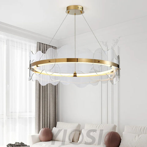 Acrylic Wave Round Chandelier - ring-1-Yiosilamp