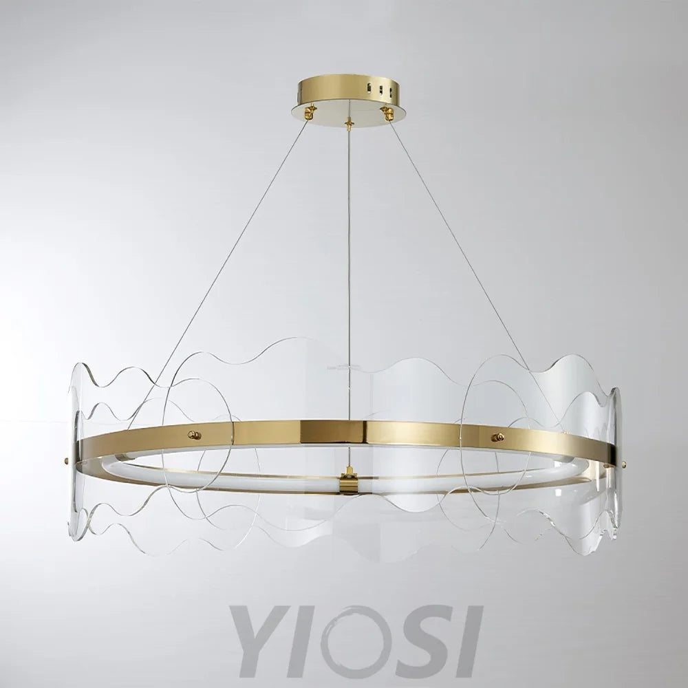 Acrylic Wave Round Chandelier - ring-1-Yiosilamp