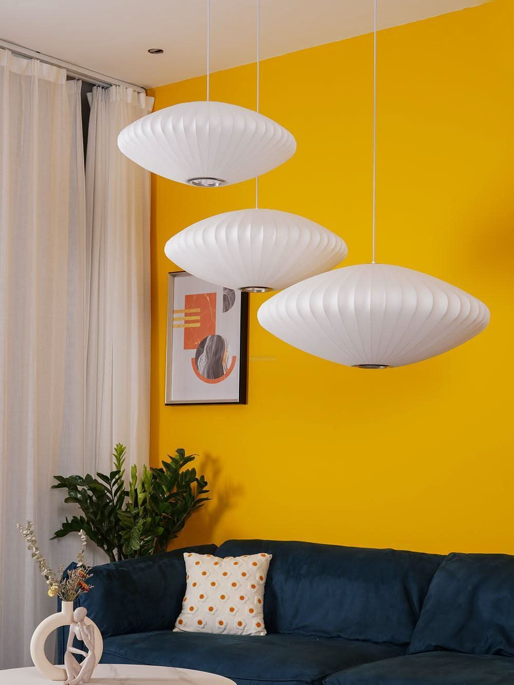 Bubble Pendant Light with Artificial Silk Lampshade - Yiosilamp