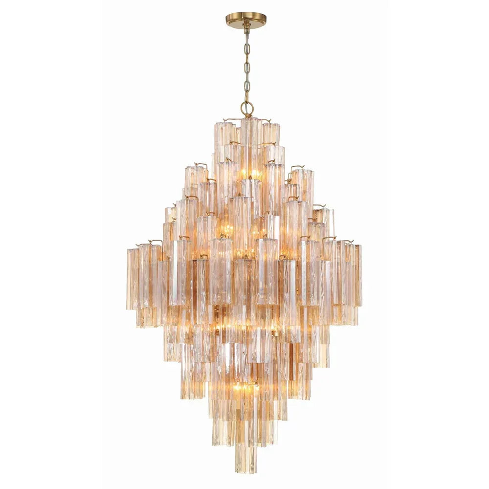 Addis Diamond Chandelier 49’’H Brass / Amber Chandelier