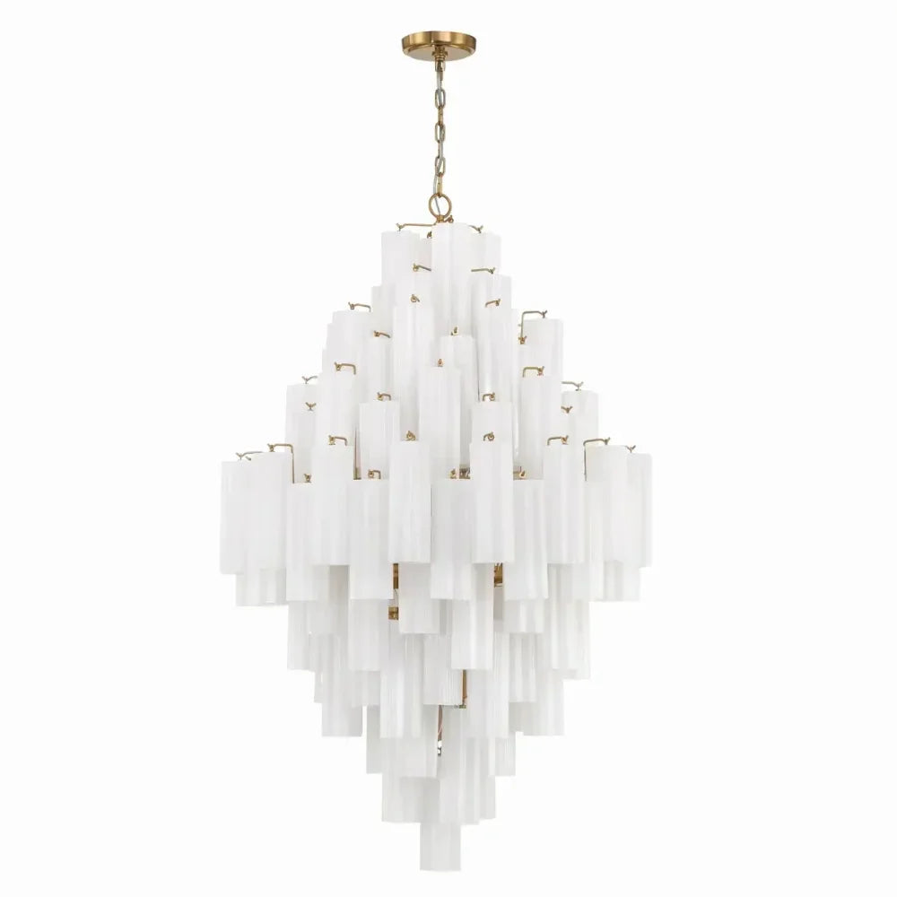 Addis Diamond Chandelier 49’’H Brass / White Chandelier