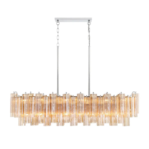 Addis Linear Chandelier 51’’ Chrome / Amber Chandelier