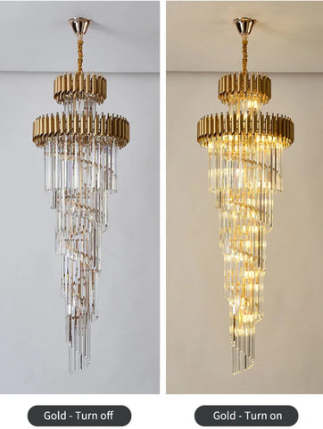 Agamemnon Multiple Tier Crystal Chandelier D17.7’’*H59.1’’/12 Lights/16 Kg / Gold Warm Light