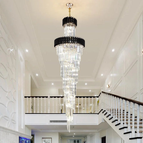 Agamemnon Multiple Tier Crystal Chandelier D23.6’’*H70.9’’/18 Lights/19 Kg / Black White Light