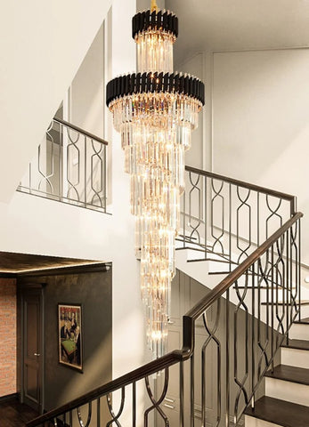 Agamemnon Multiple Tier Crystal Chandelier D31.5’’*H98.4’’/29 Lights/35 Kg / Black Warm Light