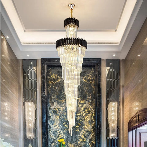 Agamemnon Multiple Tier Crystal Chandelier D39.4’’*H157’’/48 Lights/149 Kg / Black Warm Light